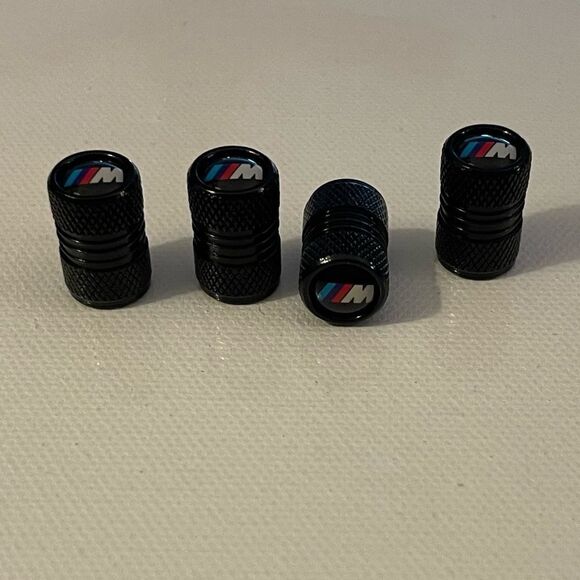 BMW Motorsports Valve Stem Caps in Black Set of 4 NWT - Picture 3 of 4